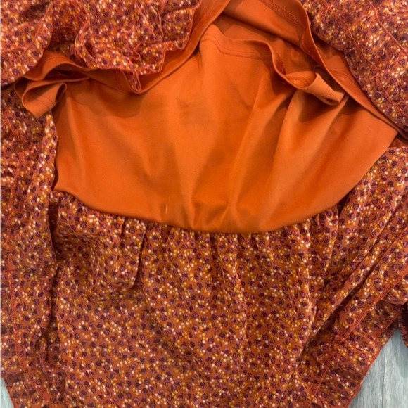 Hesparus Long Sleeve Smocked Waist Ruffle Dress L Boho Fall Floral Cottagecore - Picture 6 of 9